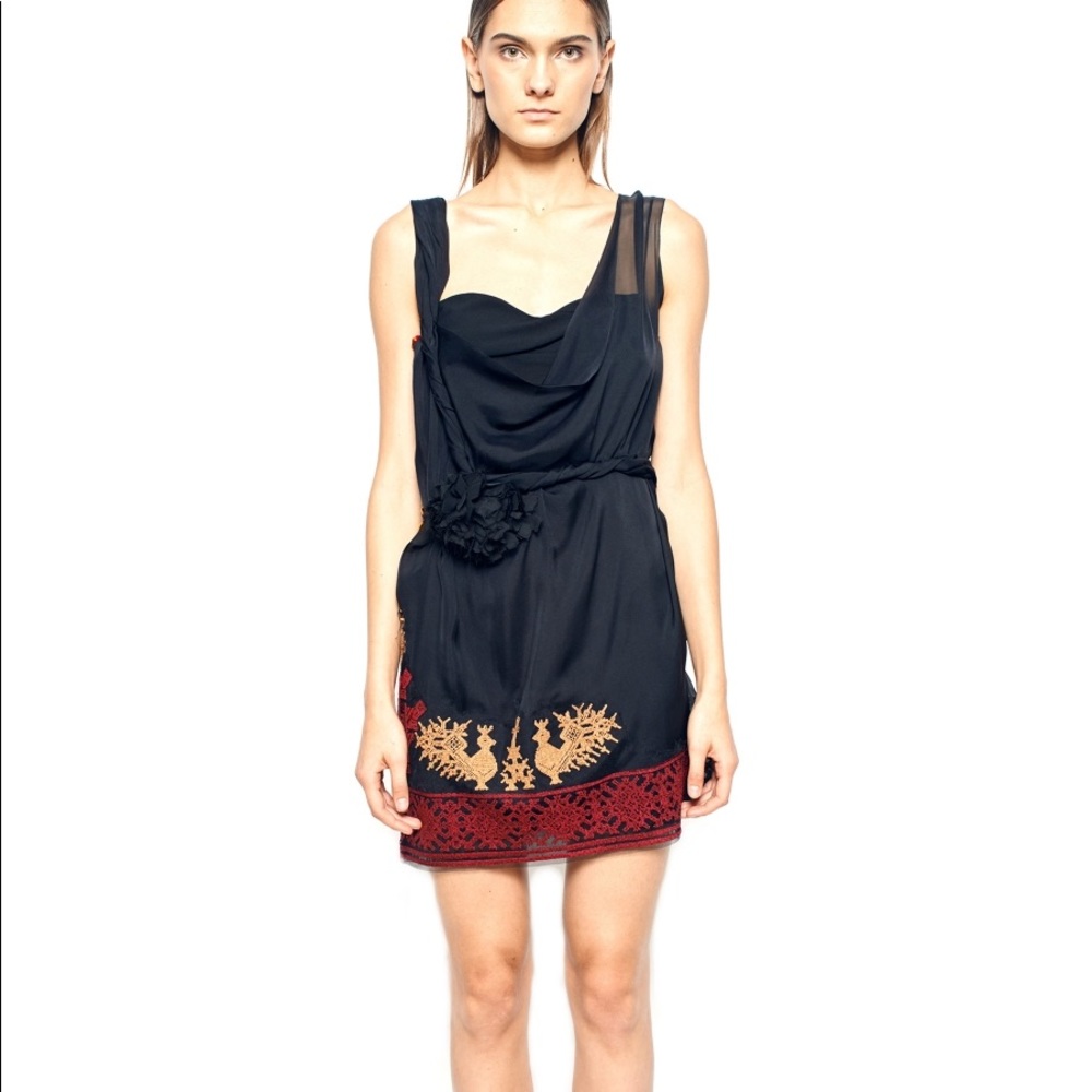 Bird embroidery silk DRESS - Picture 2 of 4